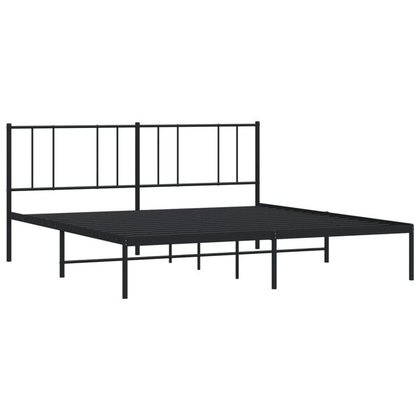 vidaXL Metal Bed Frame without Mattress with Headboard Black 200x200cm