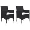 vidaXL 3 Piece Garden Bistro Set Poly Rattan and Tempered Glass Black