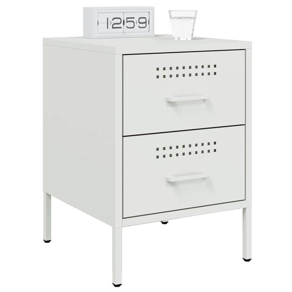 vidaXL Bedside Cabinets 2 pcs White 36x39x50.5 cm Steel