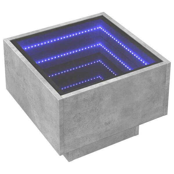 vidaXL Bedside Table with Infinity LED Concrete Grey 40x40x30 cm