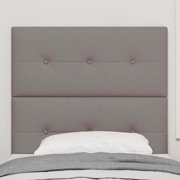 vidaXL LED Headboard with LED Strip Lights Manual Taupe 80 cm Fabric