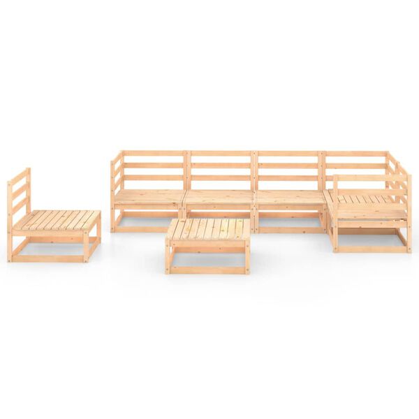 vidaXL 7 Piece Garden Lounge Set Solid Wood Pine