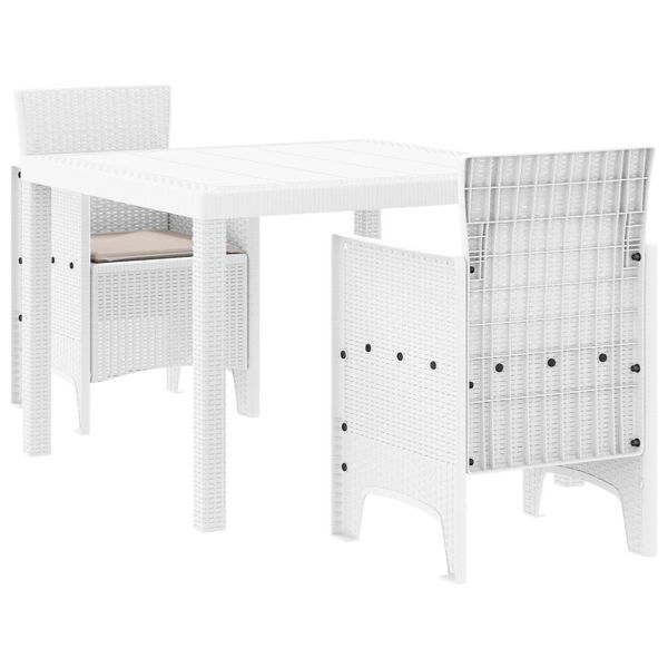 vidaXL Garden Dining Set 3 pcs White Polt rattan