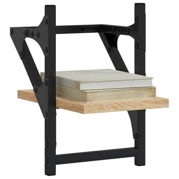 vidaXL Wall Shelves with Bars 2 pcs Sonoma Oak 20x25x30 cm