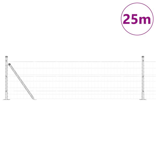 vidaXL Fence with Posts Silver 0.4 x 25 m Steel