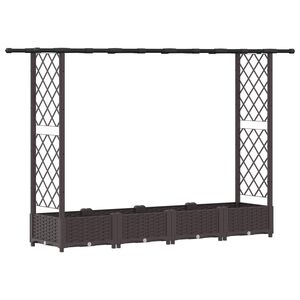 vidaXL Raised Bed with Trellis and Roof Brown 203 x 40 x 121 cm PP