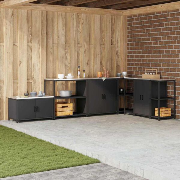 vidaXL Kitchen Storage with Shelf Black 90 x 50 x 92 cm Steel