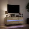 vidaXL TV Wall Cabinet with LED Lights Sonoma Oak 130x31x45 cm