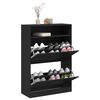 vidaXL Shoe Cabinet with 2 Flip-Drawers Black 80x34x116 cm