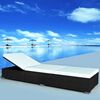 vidaXL Sun Lounger with Cream White Cushion Poly Rattan Black