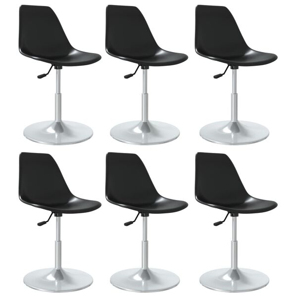 vidaXL Swivel Dining Chairs 6 pcs Black PP
