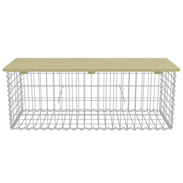 vidaXL Gabion Bench 120 cm Galvanised Steel and Pinewood