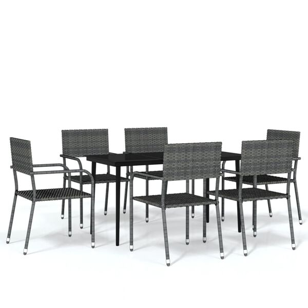 vidaXL 7 Piece Garden Dining Set Grey