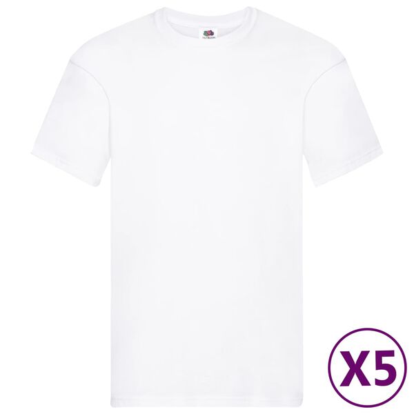 Fruit of the Loom Original T-shirts 5 pcs White 3XL Cotton