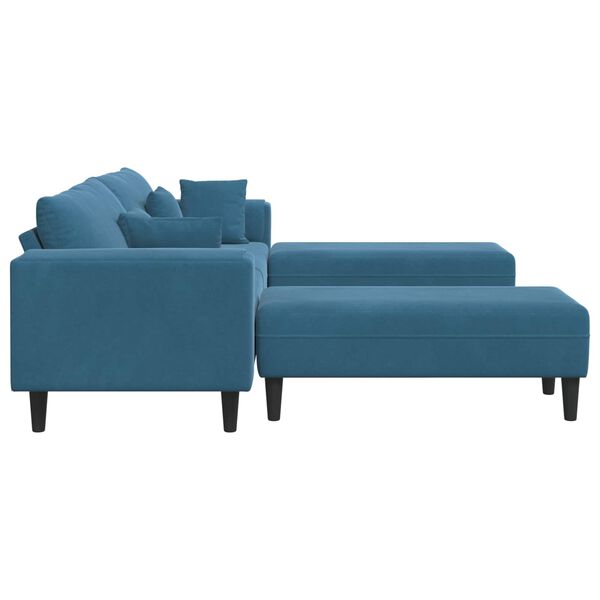 vidaXL Sofa with Cushion 3 pcs Blue Velvet