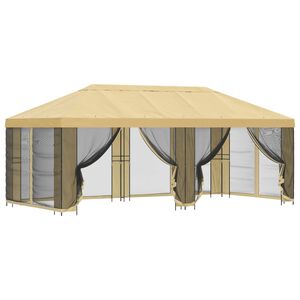 vidaXL Garden Gazebo with Sidewalls 6 x 3 m Cream Polyester and Steel