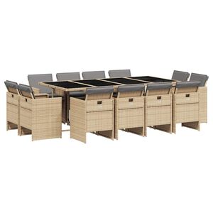vidaXL Garden Dining Set | Mix beige, black, light grey | PE rattan | 42 sqft