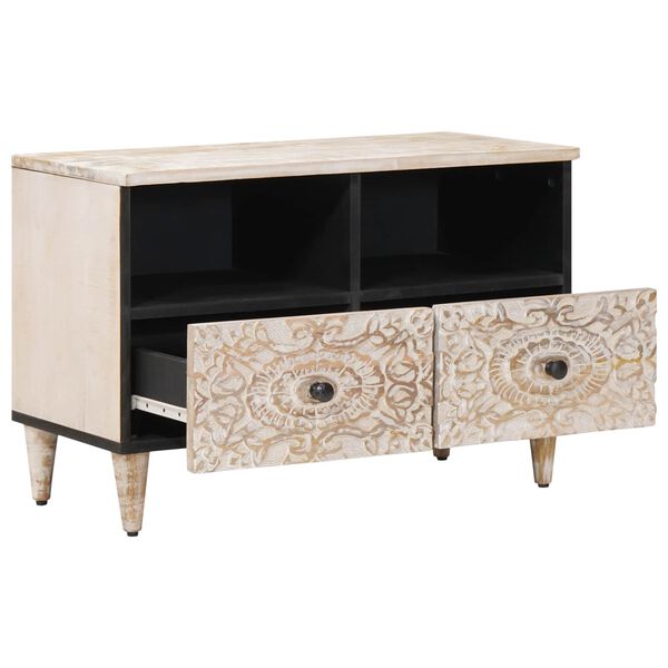 vidaXL TV Cabinet White 70 x 33.5 x 46 cm Solid Mango Wood
