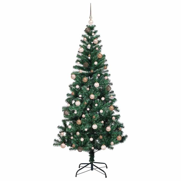 vidaXL Artificial Pre-lit Christmas Tree Green 210 cm PVC and Metal