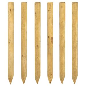vidaXL Fence Posts 6 pcs Brown 150 cm Solid Pine Wood