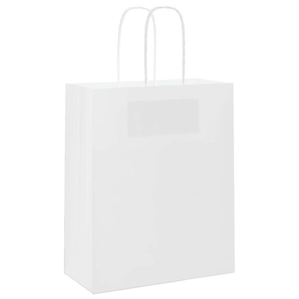 vidaXL Paper Bags 50 pcs with Handles White 18x8x22 cm