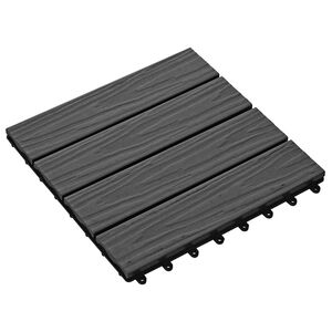 vidaXL Decking Tile 3D Design 11 pcs Black 30 x 30 cm WPC