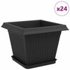 vidaXL Plant Pots 24 pcs Black 28.5 x 28.5 x 22 cm Plastic