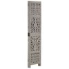 vidaXL Hand Carved 3-Panel Room Divider Grey 120x165 cm Solid Mango Wood