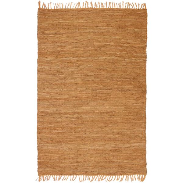 vidaXL Hand-woven Chindi Rug Leather 160x230 cm Tan