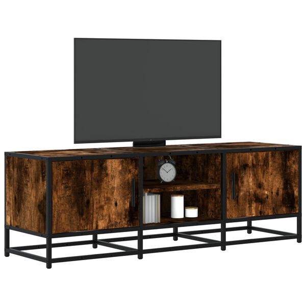 vidaXL TV Cabinet Smoked Oak 120x35x41 cm Engineered Wood and Metal