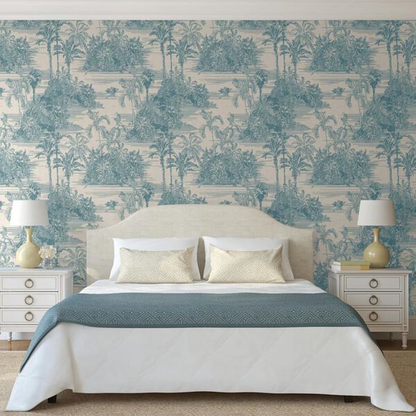 DUTCH WALLCOVERINGS Wallpaper Tropical Beige and Light Blue