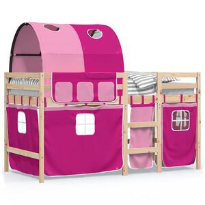 vidaXL Kids' Loft Bed with Tunnel without Mattress Pink 90x200 cm