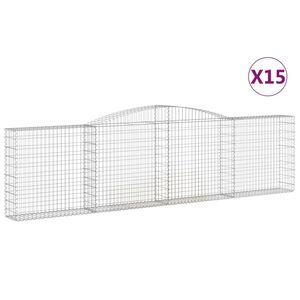 vidaXL Arched Gabion Baskets 15 pcs 400x30x100/120 cm Galvanised Iron