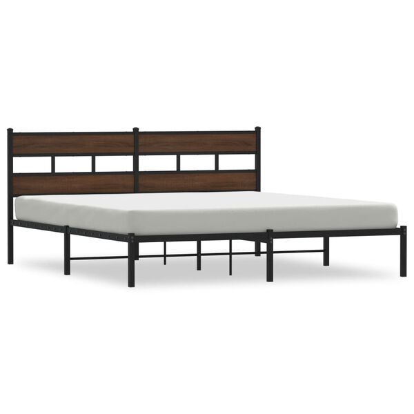 vidaXL Bed Frame without Mattress with Headboard Brown Oak 183x213 cm