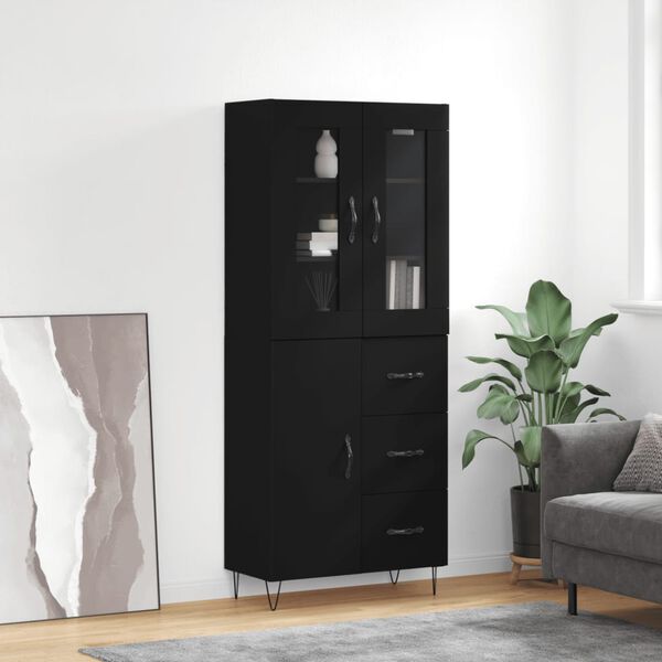 vidaXL Highboard Black 69.5x34x180 cm Engineered Wood