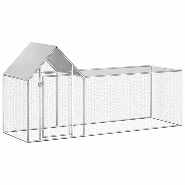 vidaXL Chicken Coop 3x1x1.5 m Galvanised Steel