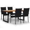 vidaXL 5 Piece Garden Dining Set Poly Rattan Black