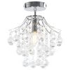 vidaXL Ceiling Lamp with Crystal Beads Silver Round E14
