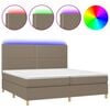 vidaXL Box Spring Bed with Mattress&LED Taupe 200x200 cm Fabric