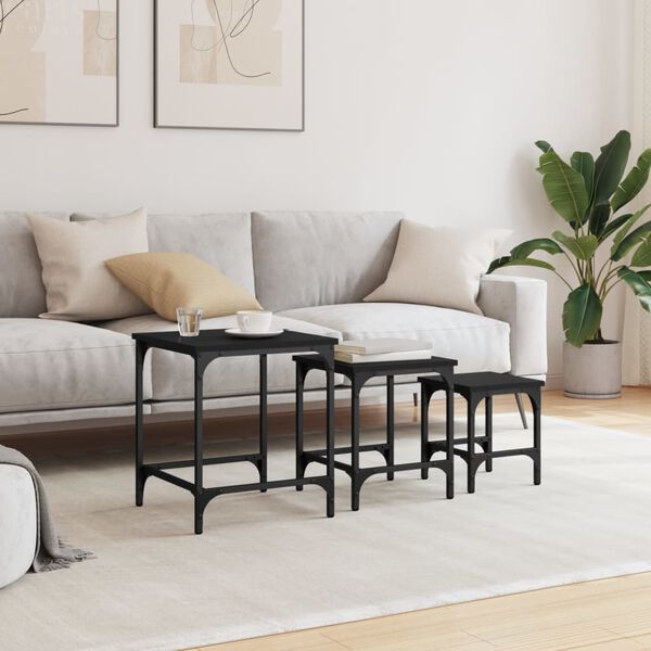 vidaXL Nesting Coffee Tables 3 pcs Black Engineered Wood