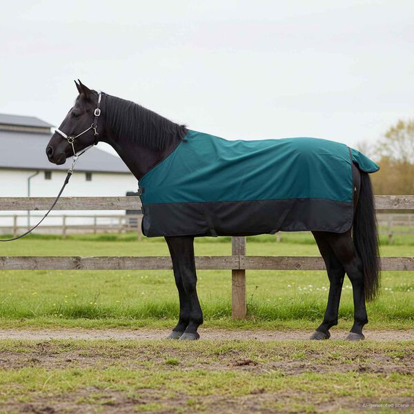 vidaXL Horse Blanket Dark Green and Black 115 cm Polyester