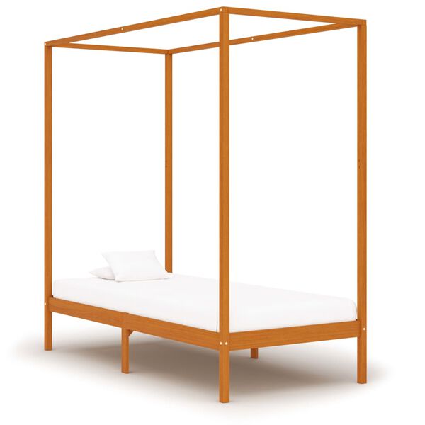 vidaXL Canopy Bed Frame without Mattress Honey Brown Solid Wood 90x200cm