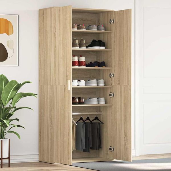 vidaXL Shoe Cabinet Sonoma Oak 80 x 39 x 178 cm Engineered Wood