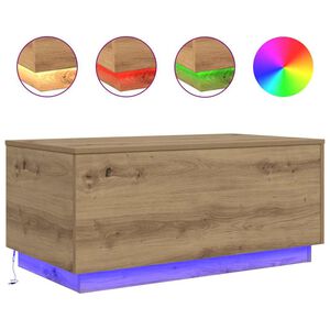 vidaXL Coffee Table with LED Lights Artisan Oak 90x50x40 cm