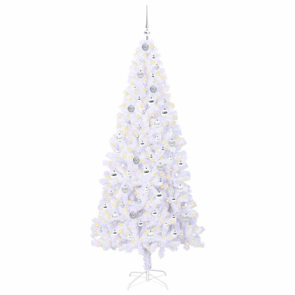 vidaXL Artificial Christmas Tree with Stand White 210 cm PVC and Steel