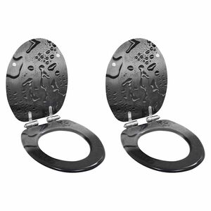 vidaXL WC Toilet Seats 2 pcs with Soft Close Lids MDF Water Drop Design