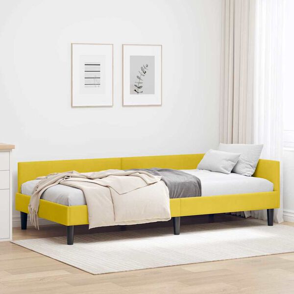 vidaXL Corner Bed Frame with Headboard Yellow 80 cm x 200 cm Velvet
