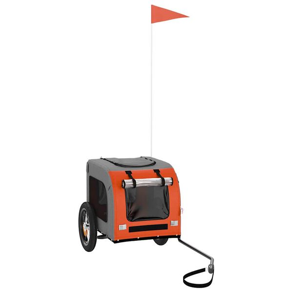 vidaXL Pet Bike Trailer with Storage Orange and grey 124 x 53 x 53 cm