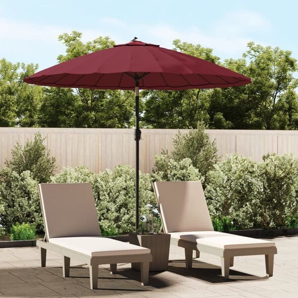 vidaXL Garden Parasol with Aluminium Pole 270 cm Bordeaux Red