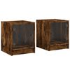 vidaXL Bedside Cabinets with Glass Doors 2 pcs Smoked Oak 35x37x42 cm